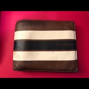 Men’s Leather Coach Wallet w/ Varsity Stripes